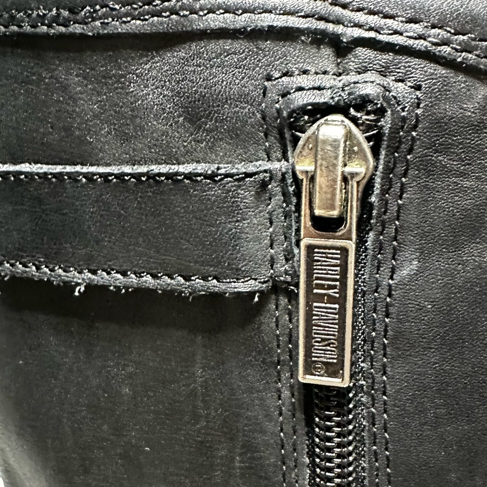 Harley-Davidson 13” Knee High Black Leather Zipper Heeled Motorcycle Boot - Picture 8 of 16